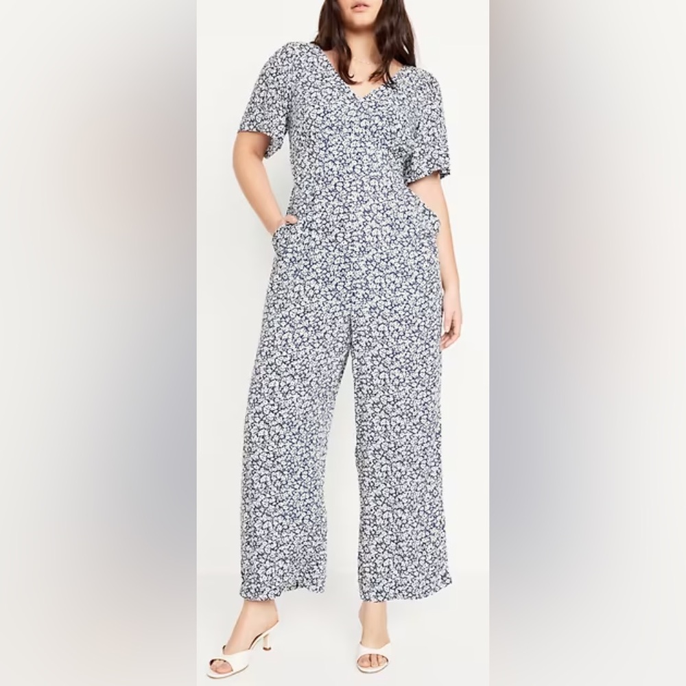 Old Navy Blue Floral Jumpsuit